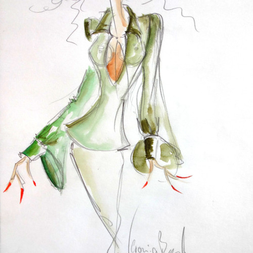gruenes Abendkleid Skizze Veronica Bond München